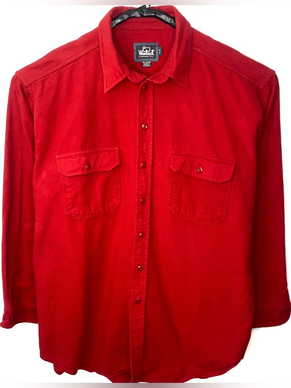 Vintage Woolrich Mens Red Chamois Cloth Long Sleeve Button Down Cotton Shirt XXL